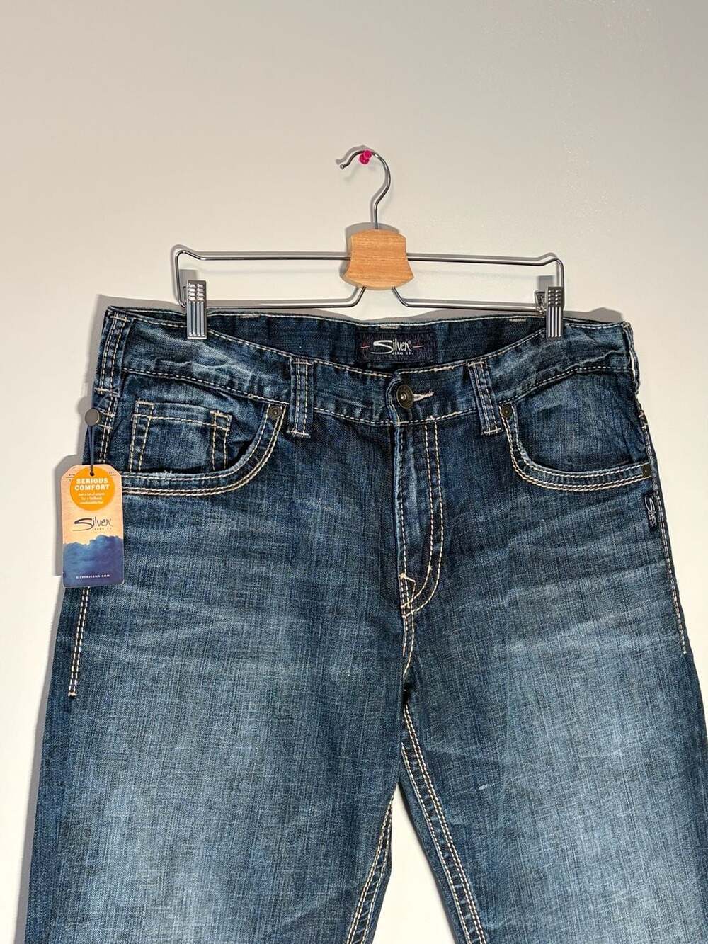 Silver Jeans Co. Hunter Athletic Fit Straight Indigo Denim Jeans W36 L34 - Picture 2 of 7